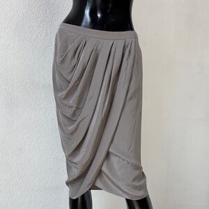 Vera Wang Asymmetrical Draped Silk Skirt in Elegant Gray